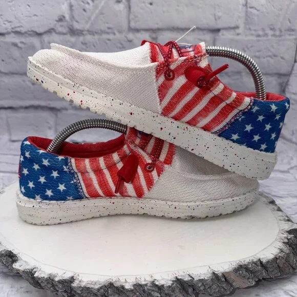 Hey Dude Wendy Patriotic Americana Slip On Shoes Women's Size 5 USA Flag NEW - Picture 7 of 13